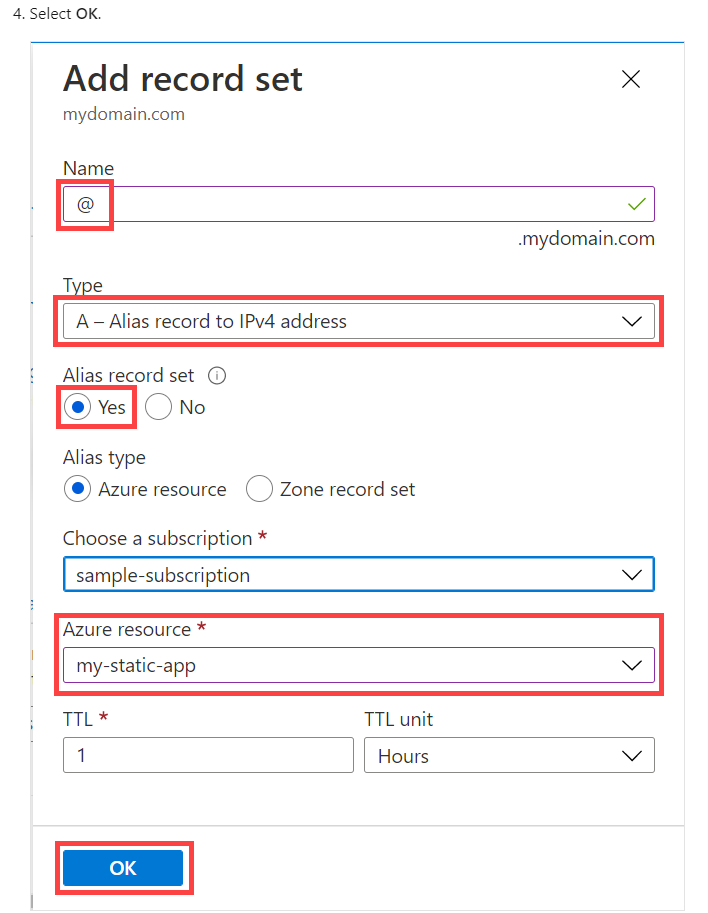 Azure Static Web Docs on Creating an ALIAS Record