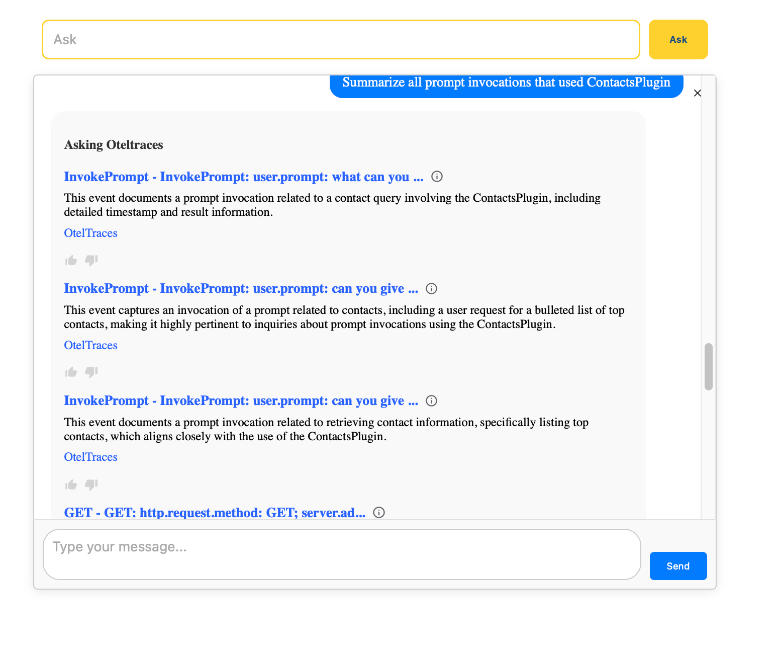 Contacts Plugin Call Summary