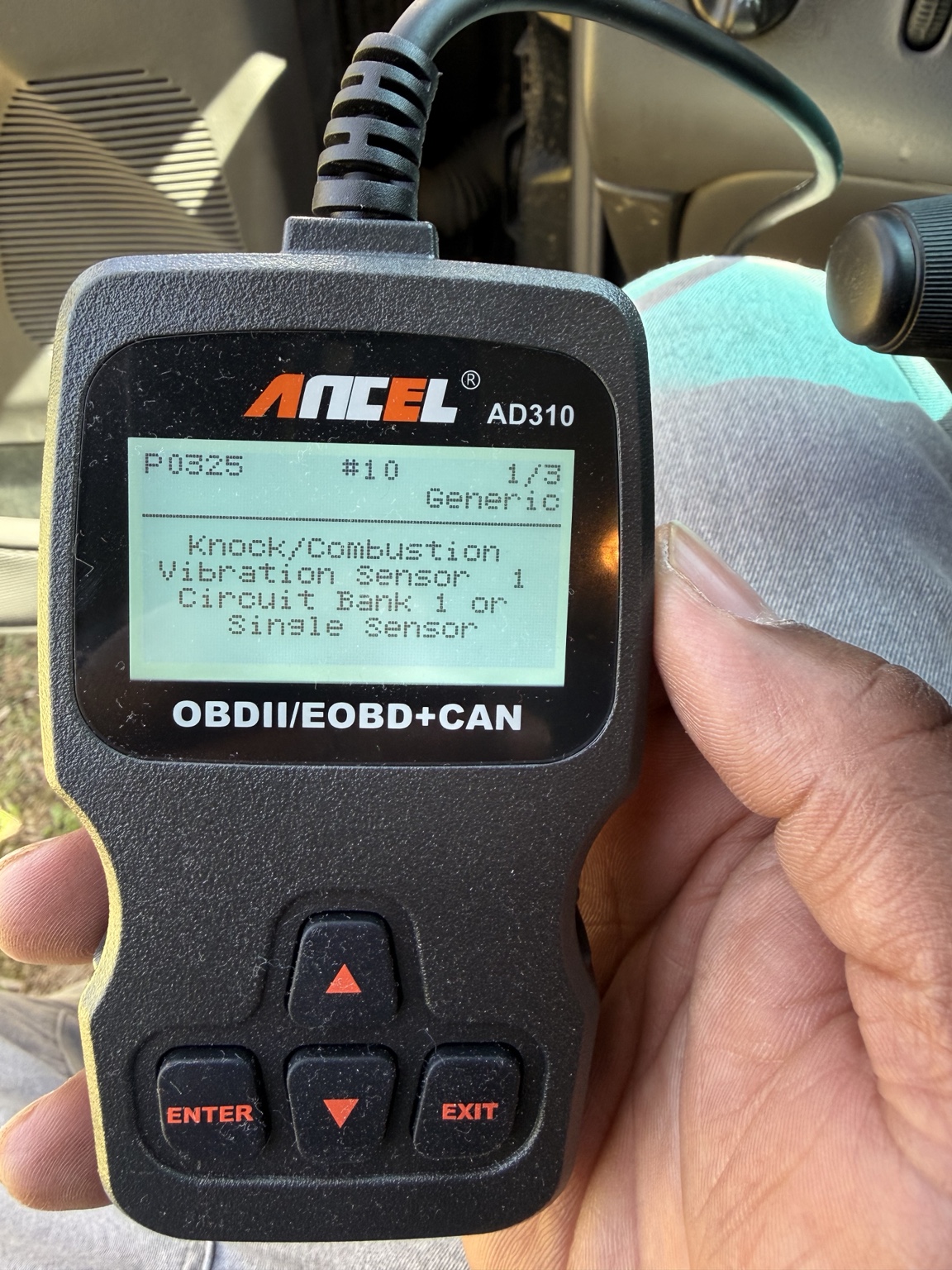 OBD scanner and dash readout on the Ford Ranger